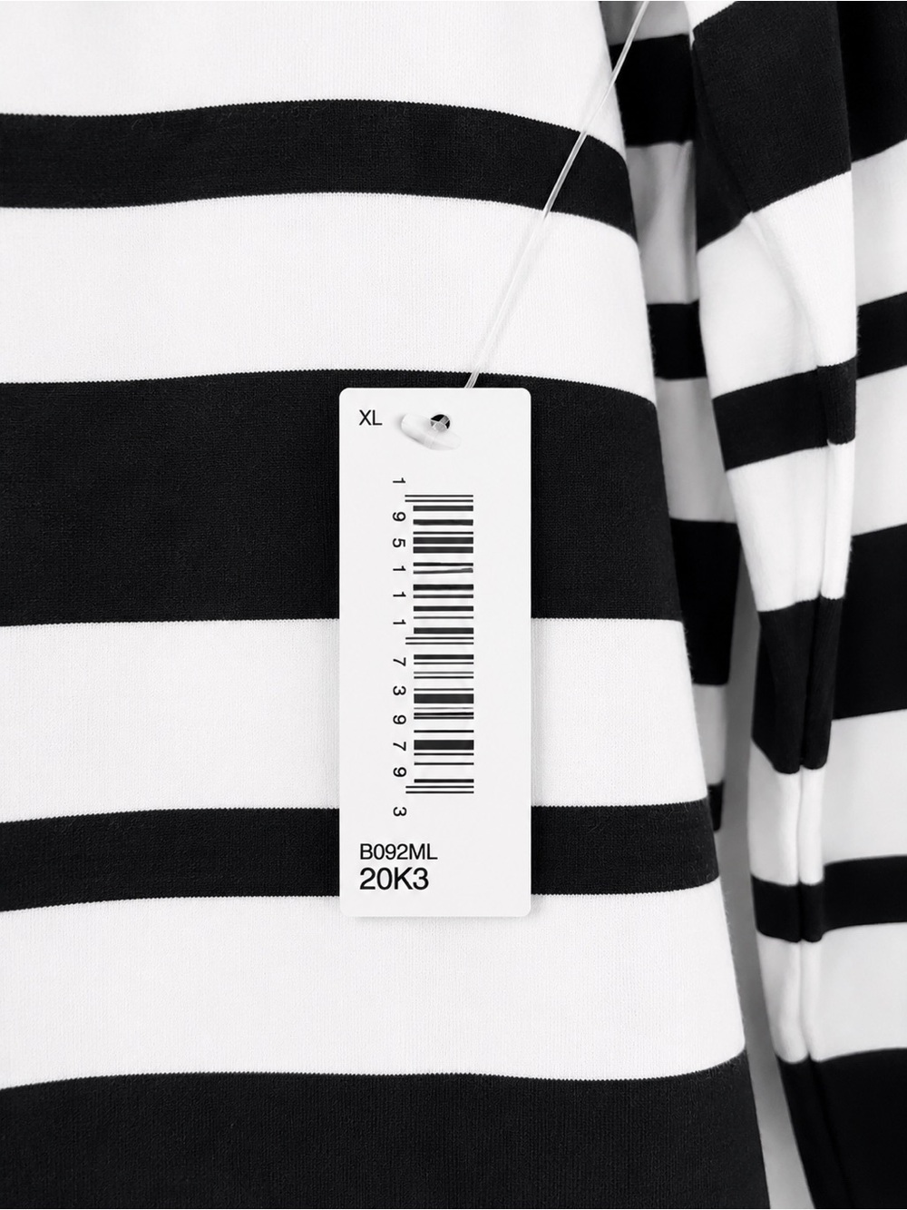 Striped Boatneck Long-Sleeve Top - Black & White XL - Picture 3 of 5